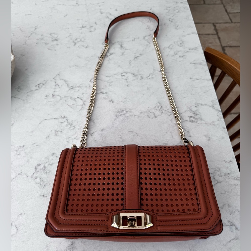 Rebecca Minkoff Brown Crossbody Bag with Gold Chain Strap